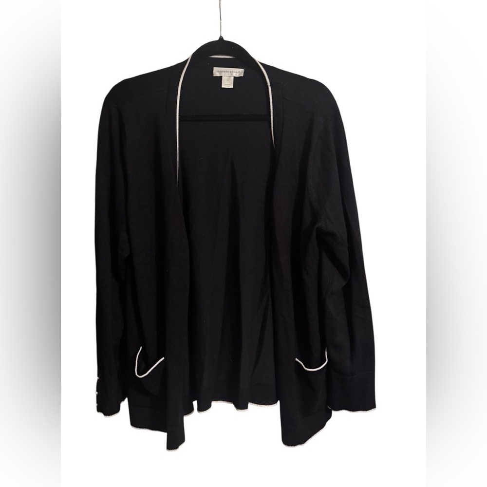 Christopher & Banks Black Cardigan with White Trim • Size Large